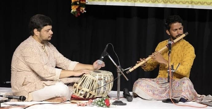 On stage with the bansuri