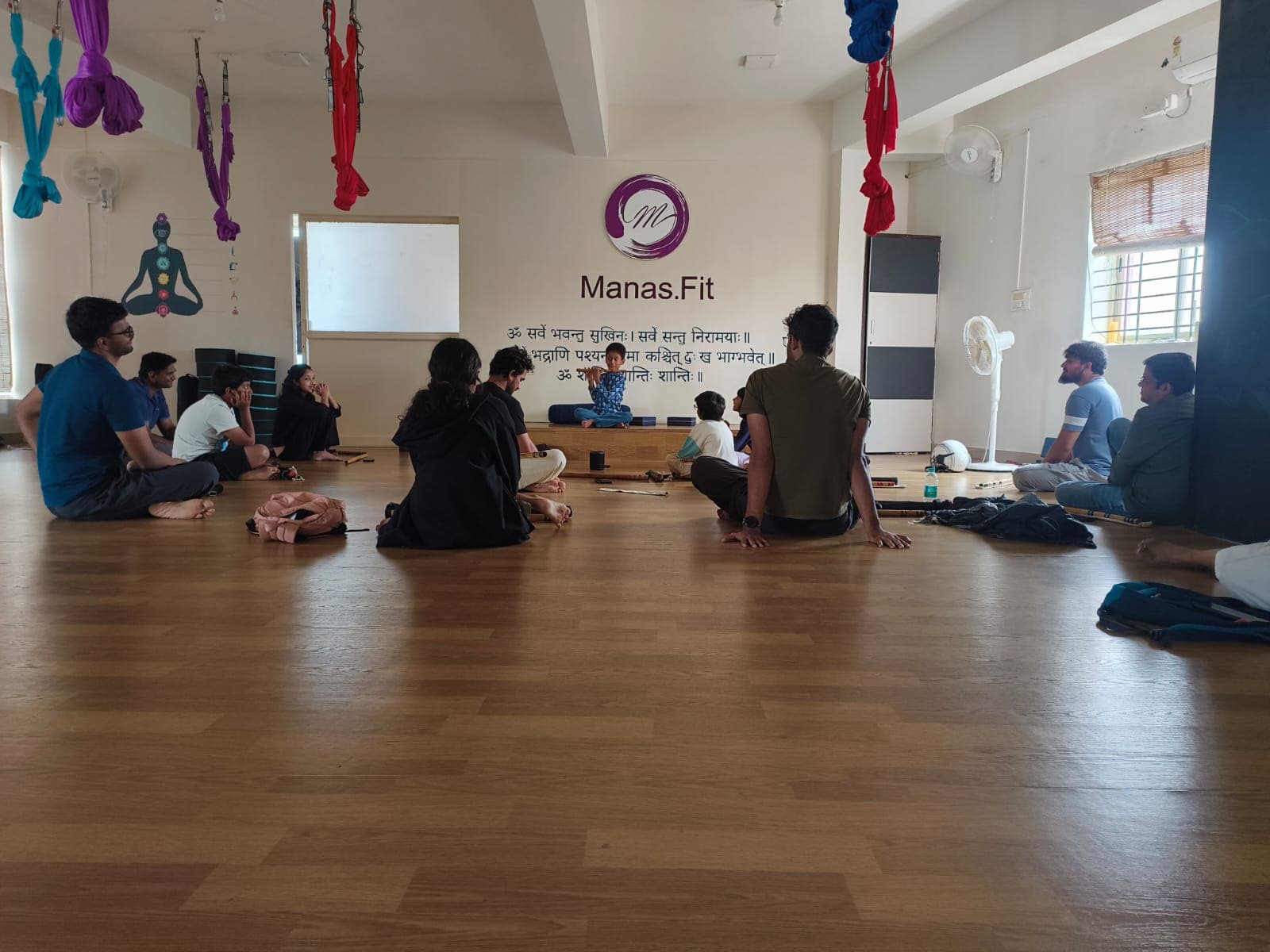 A student practising the bansuri